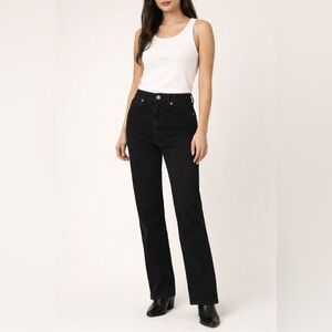 Reformation Black Mid rise Straight Leg Jeans Size 24 Sustainable Denim